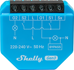 Shelly 2L gen3 sin neutro