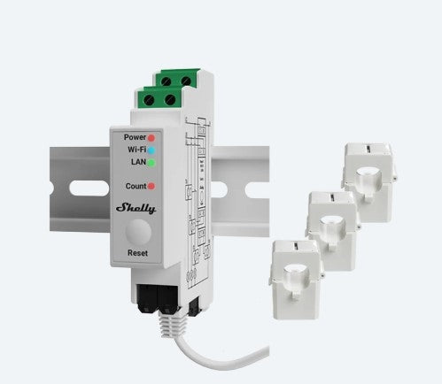 Shelly Pro 3EM 120amp Medidor de energia profesional